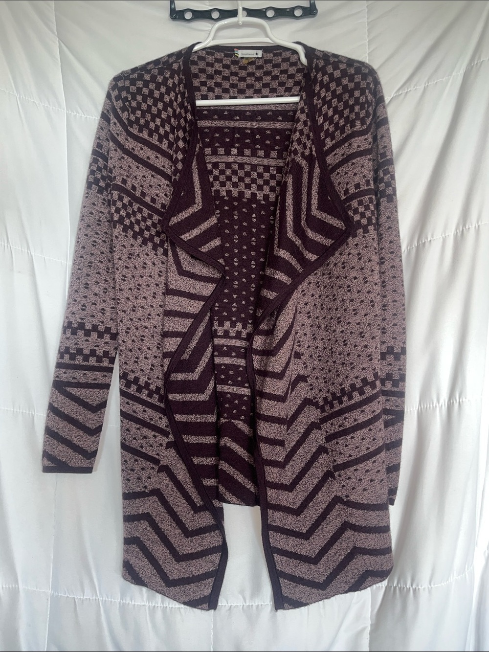 Smartwool Avion Ridge Pattern Wrap Merino Blend Cardigan Purple Small